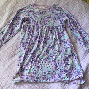 LL bean girls size 8 purple long sleeve flower dress.